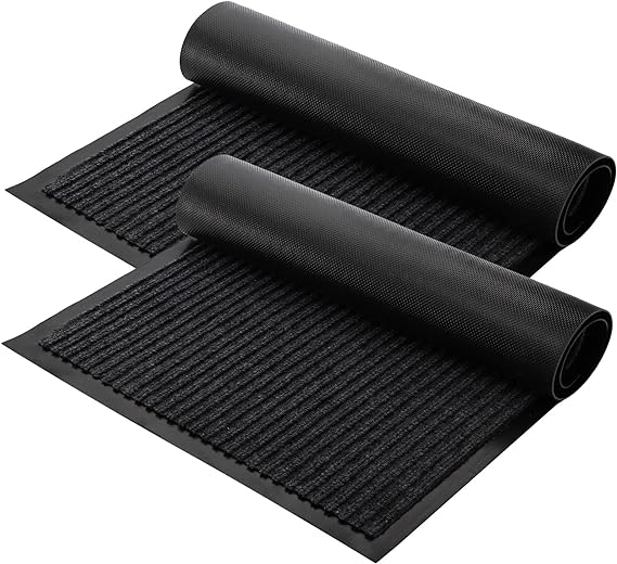 Fasmov Front Door Mats Welcome Mats, 2 Pack Waterproof Anti-Slip Durable Rubber Doormat Low-Profile Design Floor Front Doormat Rugs for Entryway, Patio, Garage, High Traffic Areas, 17.7”x31.5”(Gray)