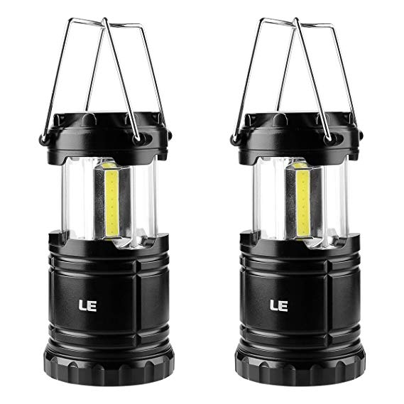 LE Portable LED Camping Lantern, Collapse, Water Resistant, Adjustable Brightness Camping Flashlight Lantern for Outdoor, Hiking, Fishing, Emergency and More, AAA Batteries Included