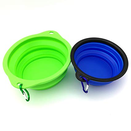 NHW No BPA Collapsible Pet Dog/Cat Bowl Silicone Portable Foldable Water Bowls with Carabiner Clip for Travel (2)