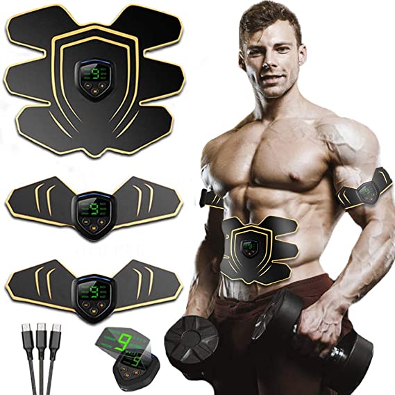 Abs Trainer Muscle Stimulator EMS Muscle Stimulator Abdominal Abs Toner Belt Abdomen Muscle Trainer Fitness with 6 modes 9 intensities