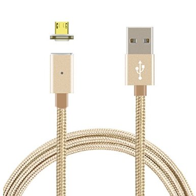 Magnetic Android Charging Cable, Volador Micro USB High Speed Charge Cable USB Sync Cable with Metal Plug and Magnetic Design for Android Cellphones(Gold)