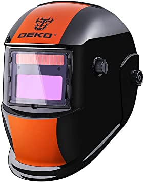 DESOON Orange Black Auto Darkening Welding Helmet with Wide Lens Adjustable Shade Range 4/9-13 for Mig Tig Arc Weld Grinding Welder Mask …
