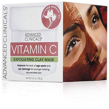 Advanced Clinicals Vitamin C Exfoliating Mud Mask with Rose Hip Oil for age spots and sum damaged skin. Supersize 5.5oz.