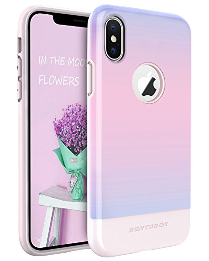 iPhone X Case BENTOBEN Shockproof Anti-Scratch Hybrid Hard Protective Case for iPhone X Rose Pink