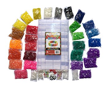 Loomy Bands 10000-Piece Rainbow Colored Loom Bands with 500 Colored Clips, 50 Beads, 15 Charms, 4 Hooks and Plastic Loom Band Storage Container