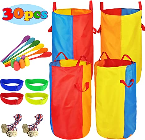 Dreampark Outdoor Games Potato Sack Race Bags for Kids 3 Legged Carnival Games for Family Backyard Party Birthday Party Outside Lawn Games Egg-Spoon Race for Halloween Party Easter