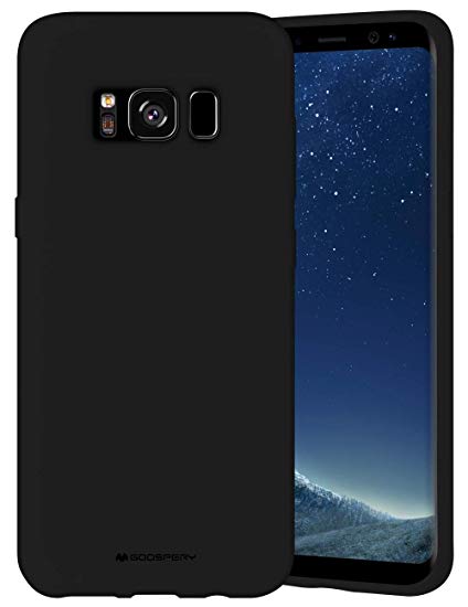 Goospery Liquid Silicone Case for Samsung Galaxy S8 (2017) Jelly Rubber Bumper Case with Soft Microfiber Lining (Black) S8-SLC-BLK