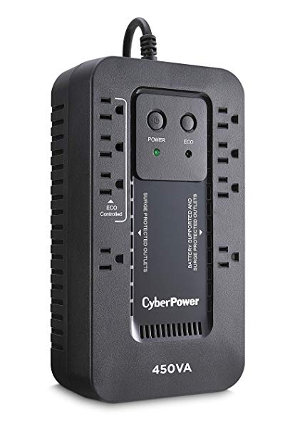 CyberPower EC450G Ecologic UPS System, 450VA/260W, 8 Outlets, ECO Mode, Compact