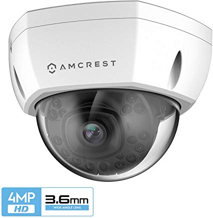 Amcrest UltraHD Outdoor 4-Megapixel PoE Vandal Dome IP Security Camera, 3.6mm Lens, IP67 Weatherproof, MicroSD Storage, IK10 Vandal-Proof, IP4M-1028EW-36MM (White)