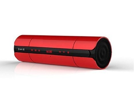 PowerLead Pspe PSP001 Bluetooth speakers 3D-Tumbler NFC Portable Wireless Speaker Stereo With Mic FM-Radio AUX Jack TF Card Slot Touch screen LED Display Red