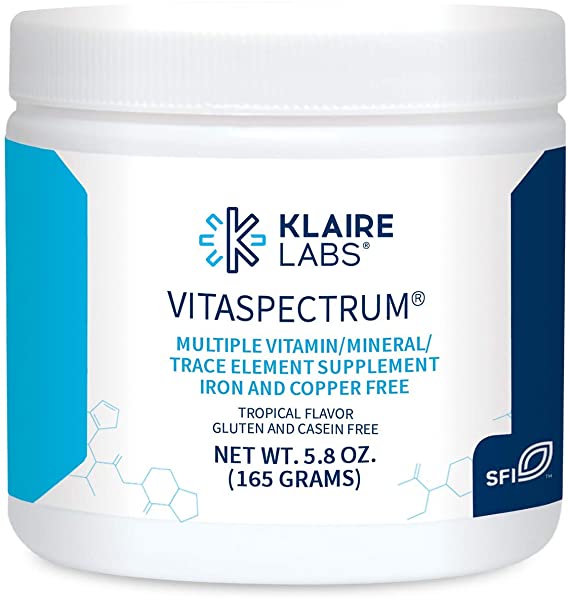 Klaire Labs VitaSpectrum Powder - Children's Multivitamin/Mineral with 23 Essential Nutrients, Tropical Flavor for Kids, No Copper, Iron, Gluten or Casein (165 G / 30 Servings)