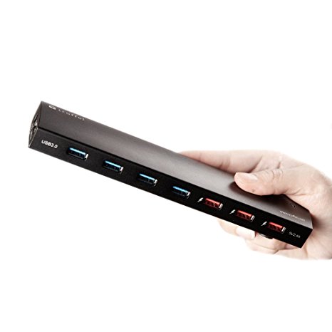 Truffol 36 Watt 7-Port High-Speed Desktop USB Charger and USB 3.0 Sync Hub, Family Sized with Auto Detect (Black)