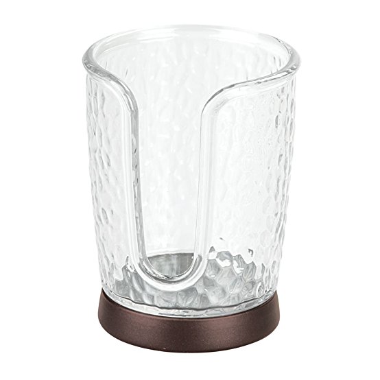 interDesign Rain Disposable Paper and Plastic Cup Dispenser for Bathroom Vanity and Countertops-Clear/Bronze