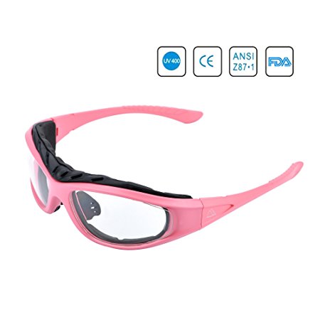 Improved Design Barbecue Goggles Onion Goggles Cycling Outdoor Goggles for Grilling BBQ Food And Sports Prep - Multipurpose Goggles with Adjustable Removable Strap (Pink)