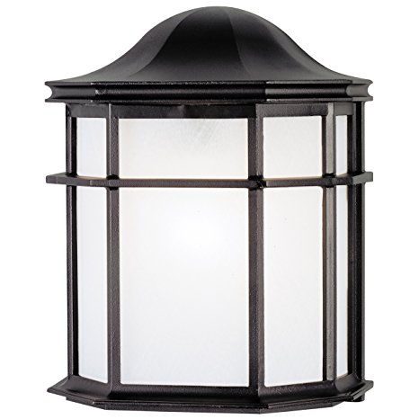 Westinghouse 6689800 One-Light Exterior Wall Lantern, Textured Black Finish on Cast Aluminum with White Acrylic Lens