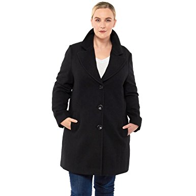 alpine swiss Women’s Plus Size Wool Overcoat Classic Notch Lapel Walking Coat