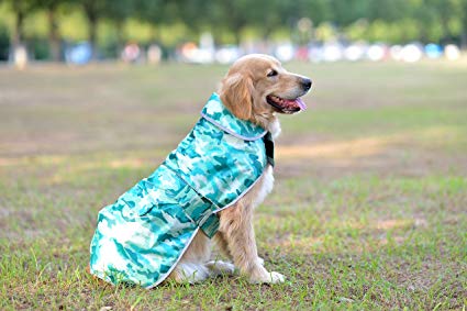 Comfortland Adjustable Christmas Dog Raincoat Pet Waterproof Clothes Lightweight Dog Jacket Poncho Winter Dog Vest Dog Rain Gear with Reflective Strips for Small Medium Large Dogs