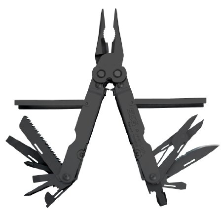 SOG Specialty Knives & Tools B61N-CP PowerLock Scissor Multi-Tool with Double Tooth Saw and Nylon Sheath, 18-Tools Combined, Black Finish