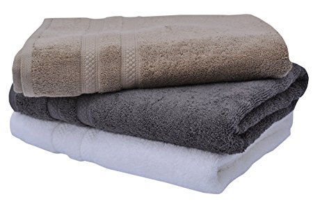Beige Bath Towel (2 Piece Set) Large 550 GSM 100% Ringspun Combed Cotton By Value Homezz Aone Bath Linen Collection