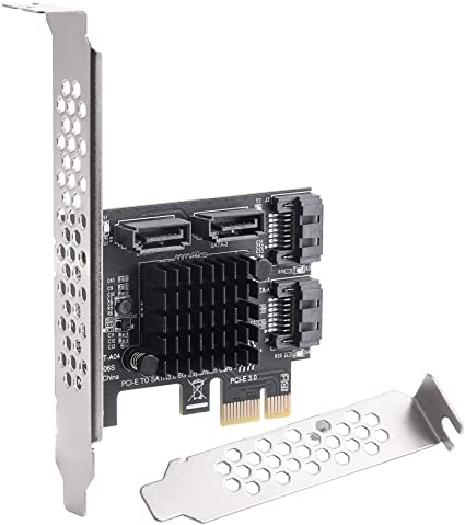 MZHOU PCIe SATA Card 4 Port Expansion Card - 1X Serial- Adapter Converter Card Compatible with PCI-E 3.0 ASM1064 Chipset with 4 Connections