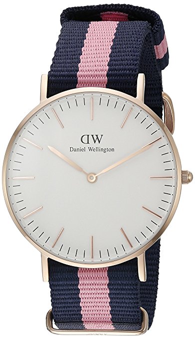 Daniel Wellington Women's 0505DW Winchester Stainless Steel Watch With Striped Nylon Band