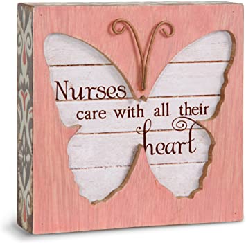 Pavilion Gift Company Simple Spirits 41092 Nurses Care with All Their Heart Butterfly Plaque, 4-1/2"