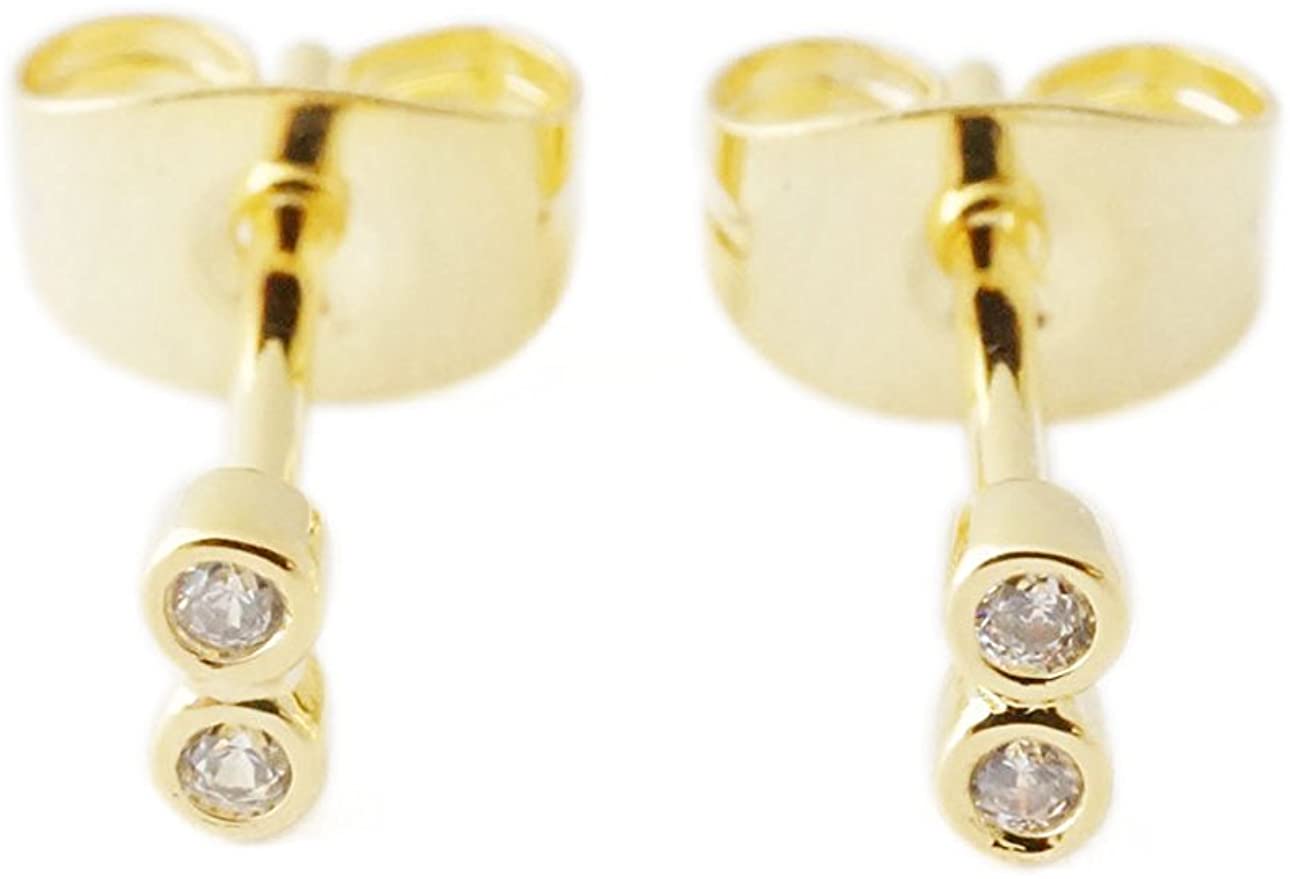 HONEYCAT Tiny Double Crystal Stud Earrings | Minimalist, Delicate Jewelry
