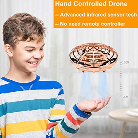 Kids Flying Toys Drones for Kids Hand Operated Drone for Boys and Girls (Gold)