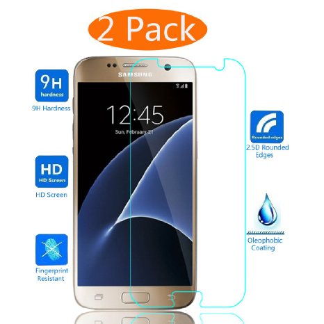 Galaxy S7 Screen Protector KingAccTM 2-Pack Galaxy S7 Tempered Glass Screen Protector Film With 3D Touch 9H Hardness Bubble Free Anti-Scratch for Samsung Galaxy S7