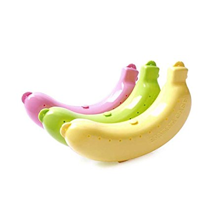 Benran Outdoor Travel Cute Banana Protector Storage Box (Pink, Green, Yellow, Pack of 3)