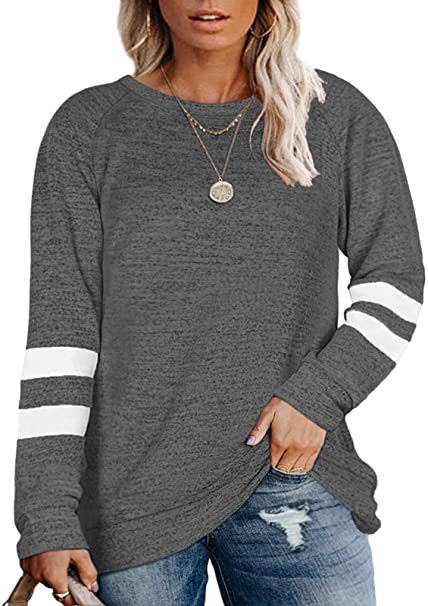 DOLNINE Plus Size Sweatshirts for Women Long Sleeve Oversized Tunic Tops