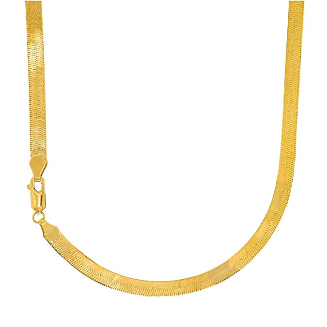 14k Solid Yellow Gold 3mm Super Flexible Silky Imperial Herringbone Necklace