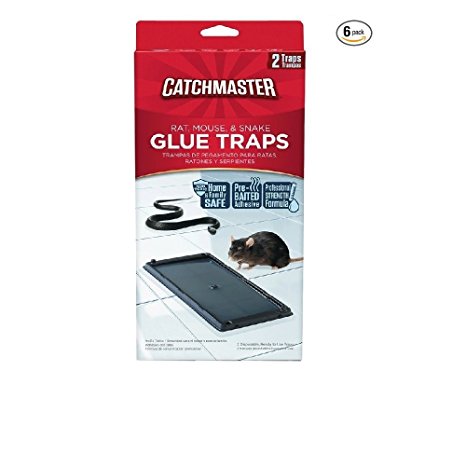 Catchmaster 402 Baited Rat, Mouse and Snake Glue Traps Professional Strength, 6-Pack