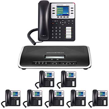 Business Phone System by Grandstream: 8 Phones Enhanced Package Includes Free Phone Service for 1 Year