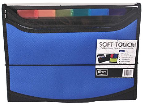 Filexec Soft Touch Padded Canvas Window Expanding File, 13 Pockets, 1 Pack, Blue (46221-6)