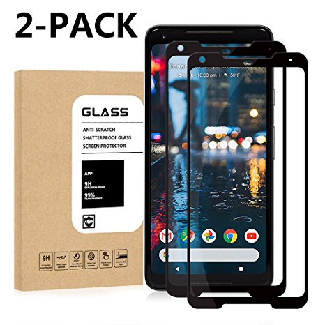 ANTSZONE Google Pixel 2 XL Screen Protector [Easy to Install][HD - Clear][Case Friendly]Tempered Glass Screen Protector for Google Pixel 2 XL [2PACK][Black]