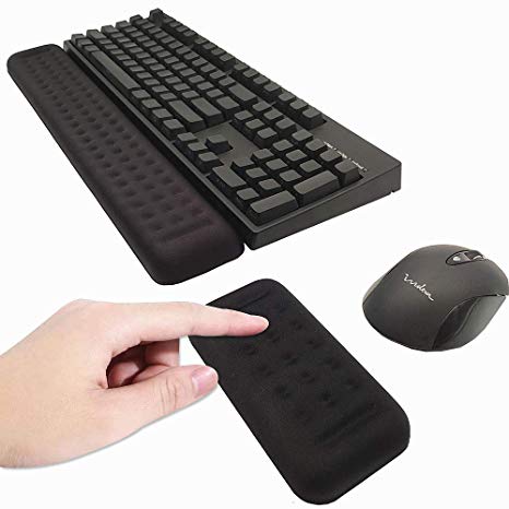 MINSA Memory Foam Keyboard Wrist Rest&Gaming Mouse Pad Wrist Support,Lightweight Pad Support for Easy Typing&Pain Relief,for Office/Gaming/Computer/Laptop/Mac (Black)