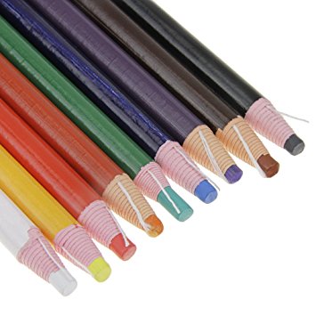 Assorted Color Peel-Off China Markers Grease Pencils Set Colored Drawing Marking Crayon Pencil for Coloring Drawing Marking on the Wood Glass Garments Metal Fabrics Porcelain Film Paper, Pack of 9