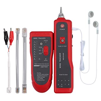 Wire Tracker RJ11 RJ45 Cable Tester Line Finder Ethernet LAN Network Cable Tester Multifunction Toner Tracer Tester for Network Cable Collation, Telephone Line Tester, Continuity Checking (Red)