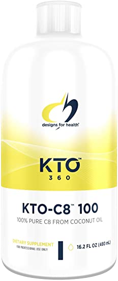 Designs for Health KTO-C8-100 MCT Oil Keto Supplement - 100% C8 Caprylic Acid from Coconut - for Keto Diet - 'Fat Burning' - Add to Coffee, Shakes - Non-GMO and Gluten Free (16.2oz)