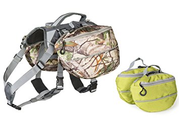 Dog Backpack for Hiking – Large and Small Saddlebag Sets for Camping or Hunting – Lightweight Harness – Removable backpacks – Fits Medium to Large Dogs