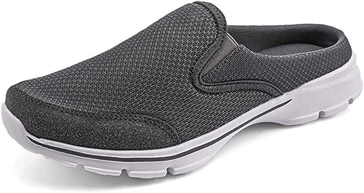 MizHome Men's Open Back Sneaker Clogs Knit Mules Shoes Lightweight Breathable Slippers