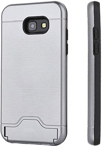 Galaxy A5 2017 Case,DICHEER Rugged Armor Case Resilient Shock Absorption,A Card Slot,Kickstand,Defender Protective Case Samsung Galaxy A5 2017 - Silver