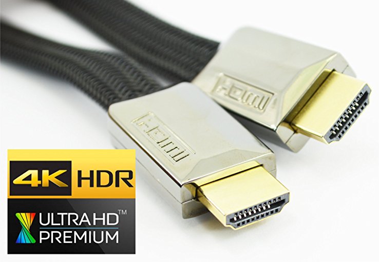 rhinocables FLAT HDMI 2.0 Cable Premium Quality BRAIDED FULL ULTRA HD TV 3DTV 4K 2160p ARC (0.5m)