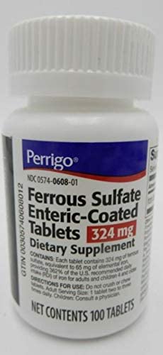 Ferrous Sulfate Red Enteric Coated Tablets, 324mg, 100ct Pack of 1