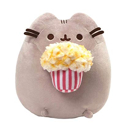 GUND Pusheen Snackables Popcorn Cat Plush Stuffed Animal, Gray, 9.5"