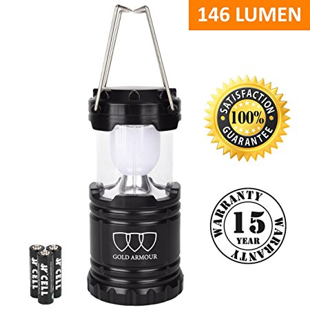 LED Camping Lantern Flashlight, Gold Armour Portable Outdoor Camping Equipment Camping Gear Tent Lights Camp Lamp, Hurricane Emergency Backpacking Outdoor, Best Gift for Men (3 AA Batteries Included)