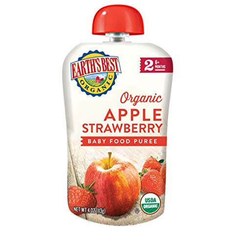 Earth's Best Earth's Best Organic Stage 2 Baby Food, Apple and Strawberry, 4 Ounce Pouch (Pack of 12), 12 Count