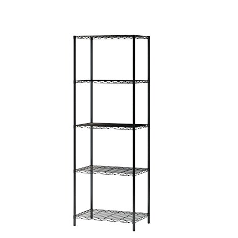 Home-Like 5-Tier Wire Shelving Metal Shelf Storage Rack Multipurpose Shelf Display Rack Freestanding Organizer Shelf 21”W x 14” D x 61”H (5-Tier, Black)