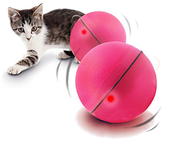 YOGADOG Interactive Cat Toys, Electronic Auto Motion LED Ball Pet Toy, Red
